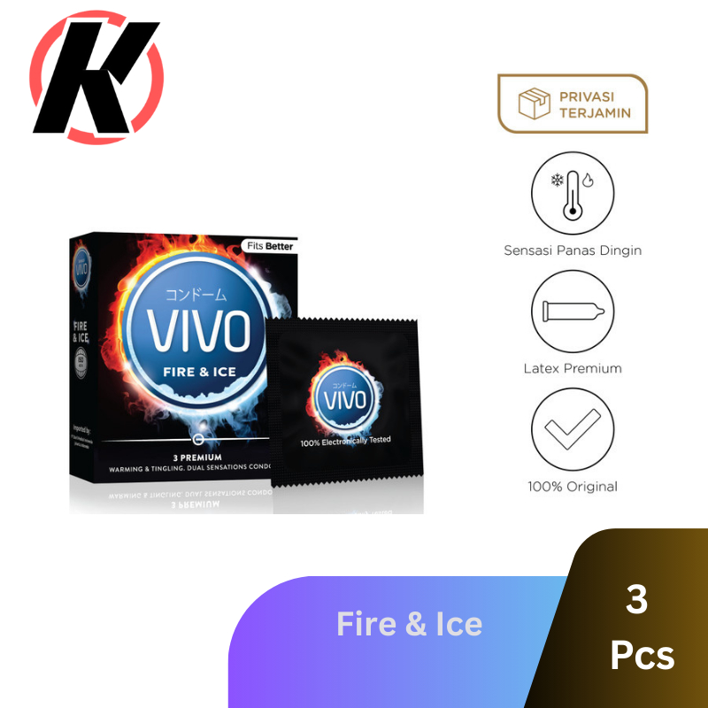 Kondom VIVO Fire & Ice Condom Sensasi Ekstra Isi 3 Pcs
