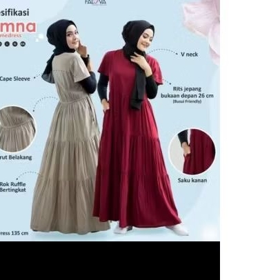 Dress Yumna size S warna maroon by Falova