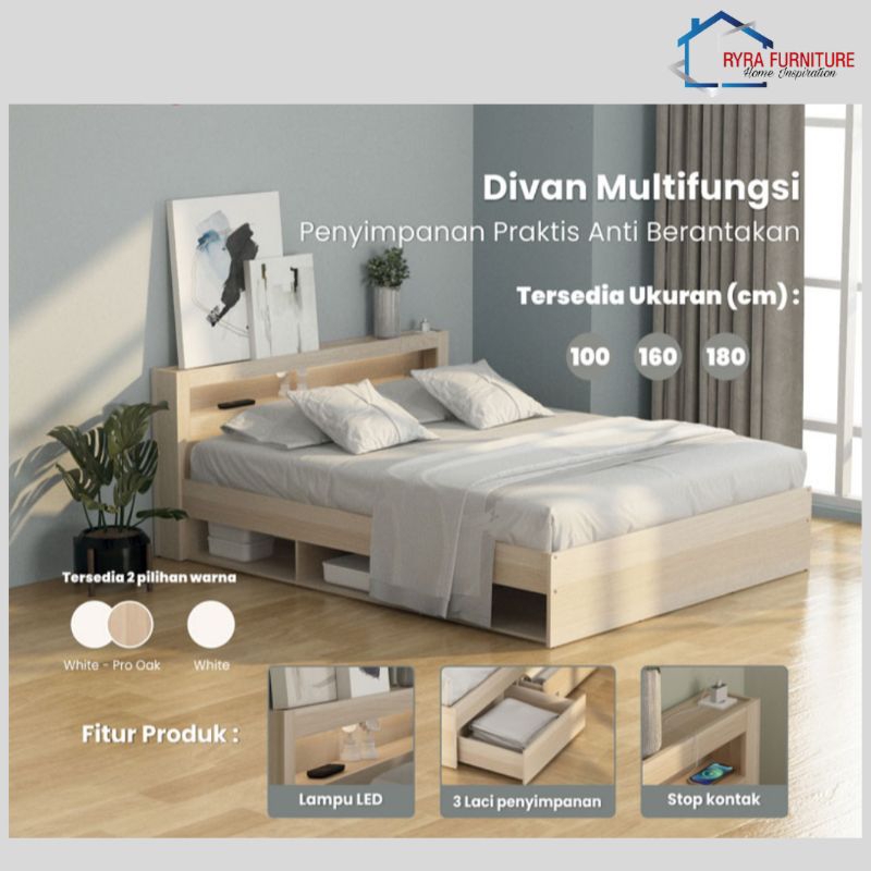 DIVAN LACI MINIMALIS MODERN UKURAN 160  - SAMARA BD160 - PIRA