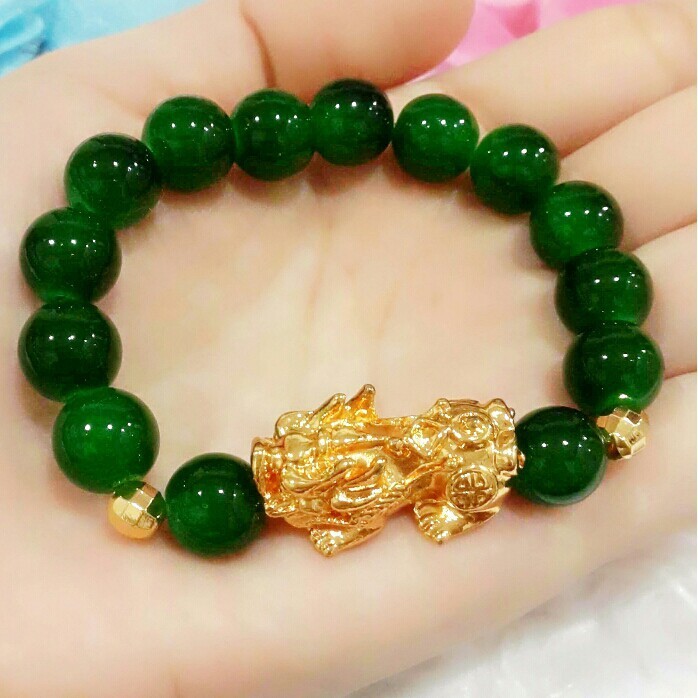 Gelang Naga Emas KOI Permata Besar Hijau G1ok XUPING pixu naga