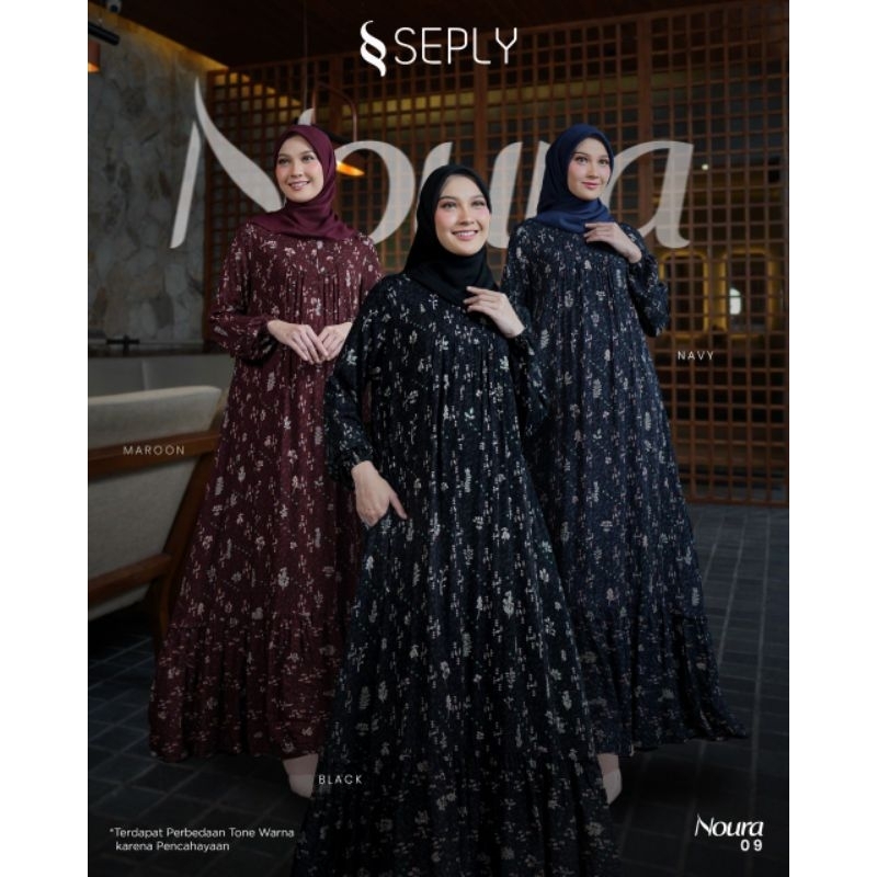 SEPLY GAMIS RAYON MOTIF PREMIUM NOURA 09 NAVY, MAROON, BLACK