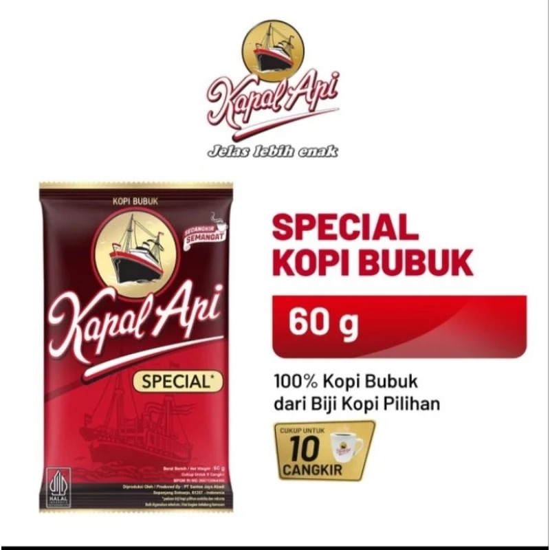 

Kopi Bubuk Kapal Api Special Mini Tanpa Gula Kemasan 1 Dos isi 20 Renteng