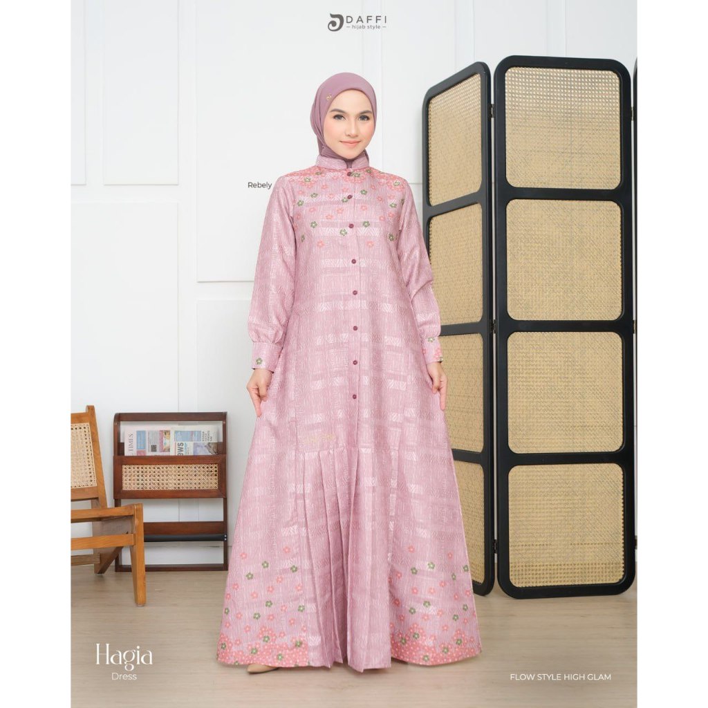 Daffi Hijab Hagia Gamis Dress Baju Elegan Wanita Cewek Limited Premium Flowy Style High Glam