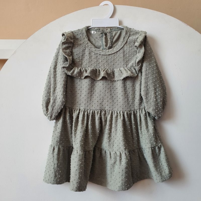 Sage Dress Kids Preloved Baby Girl Anak Perempuan dress sage green 1-2 tahun