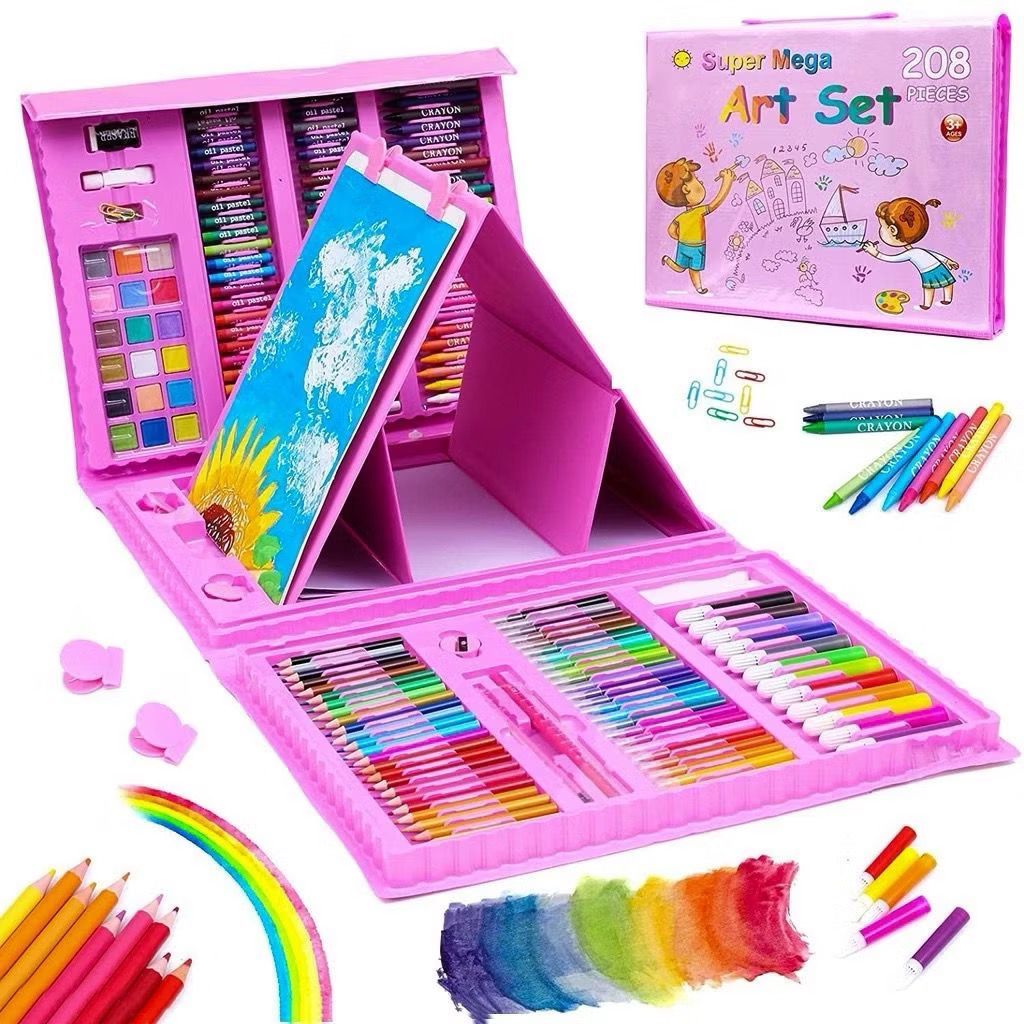 

KOMPLIT! ALAT MENGGAMBAR MEWARNAI ANAK / PENSIL WARNA KRAYON ANAK - MEGA ART 208 PCS - KADO ULTAH