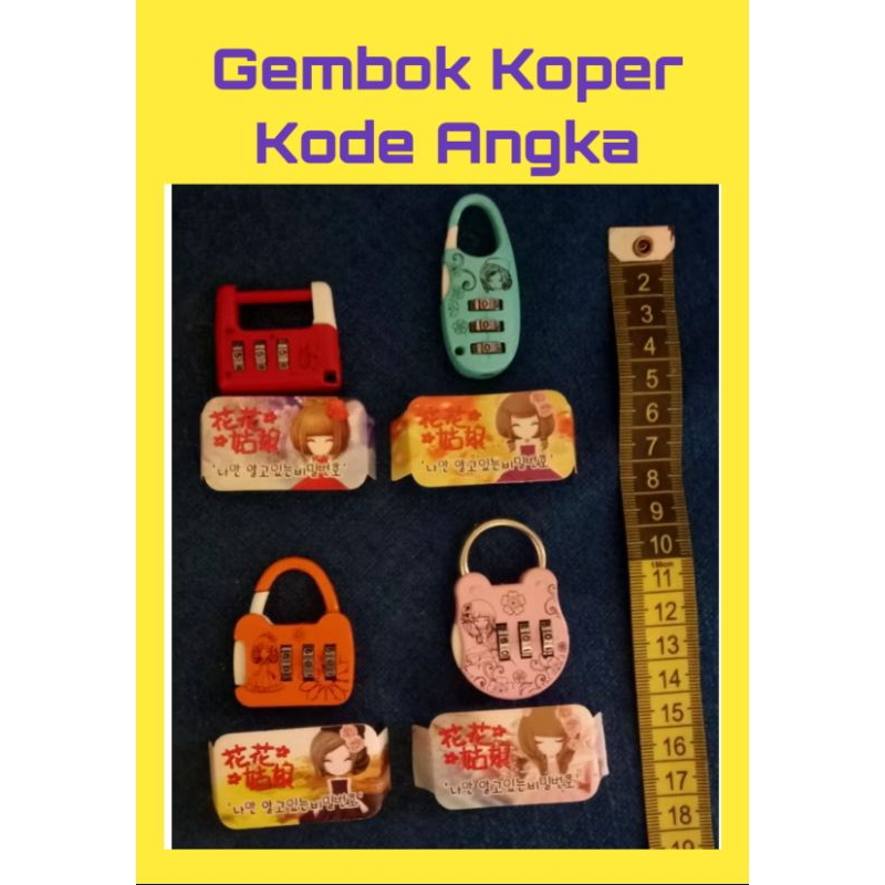 Gembok Kunci Kode 3 Nomor Angka Numeric Code Lock Bentuk Unik Lucu Warna Tas Diary Laci Loker