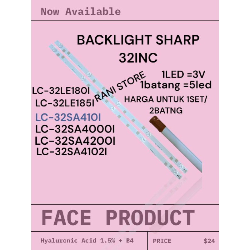 BACKLIGHT Sharp 32inc LC-32LE180i LC32LE185i 32SA410i 32SA4000i 32SA4200i 32SA4102i