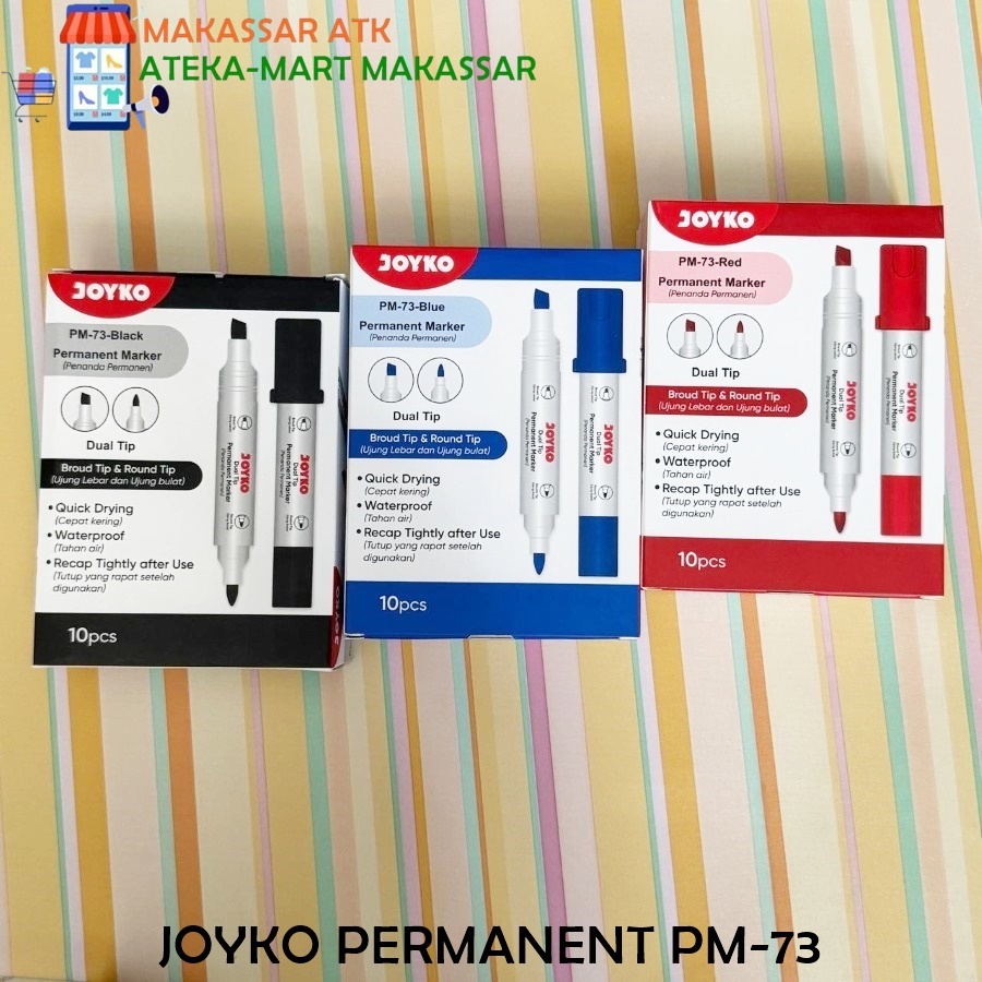 

[BOX/12PCS] JOYKO SPIDOL PERMANENT PM-73 HITAM BIRU MERAH