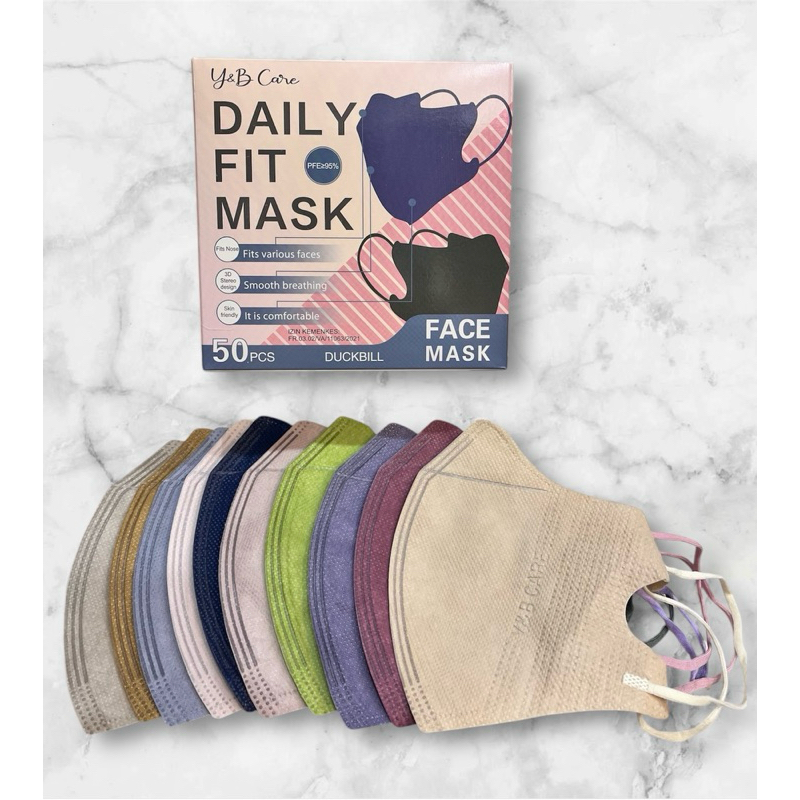 Masker Duckbill Y&B Care Mix 1box @50pcs
