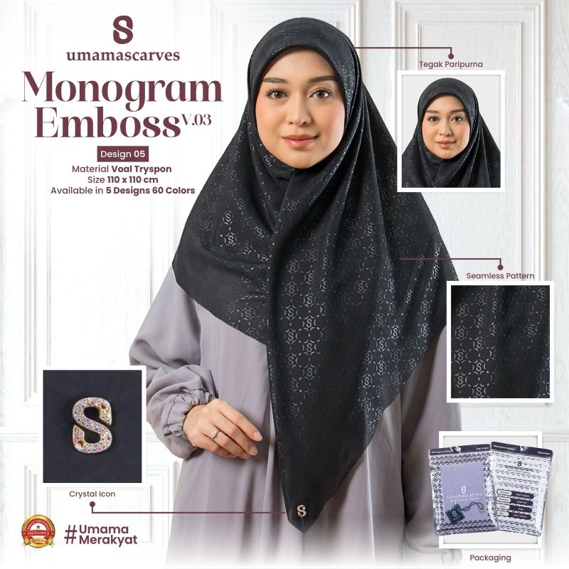 UMAMA MONOGRAM EMBOS GROSIR 10 PCS / UMAMA MOTIF SYARI / UMAMA MOTIF GROSIR