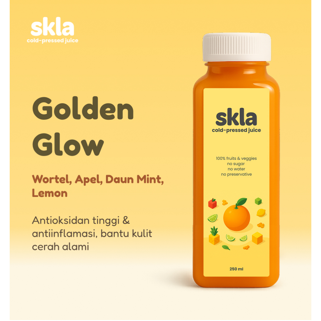 

SKLA Golden Glow | Cold-Pressed Juice 150 ml/250 ml | Antioksidan