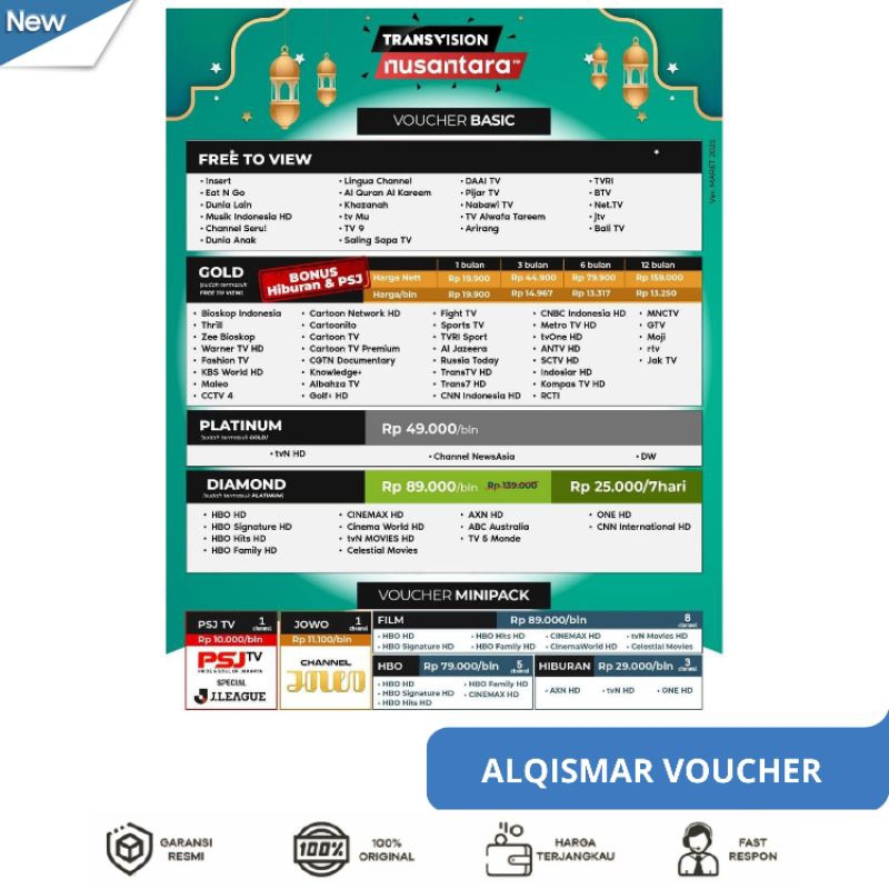 TV VOUCHER Paket Gold Nusantara HD Tanaka 1Bulan & 3Bulan