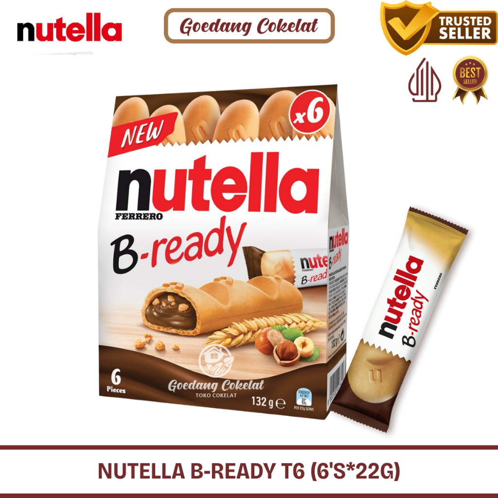 

Nutella Ferrero Bready B-Ready B Ready Isi 22gr x 6 pcs Box 132gr