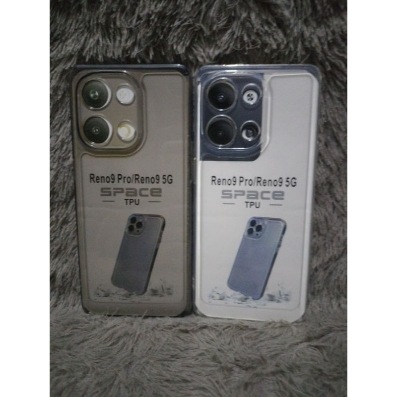 softcase casing Cler oppo reno 9 pro/reno 9 pro 5G silikon bening hitam Tlasparan pelindung hp + cam