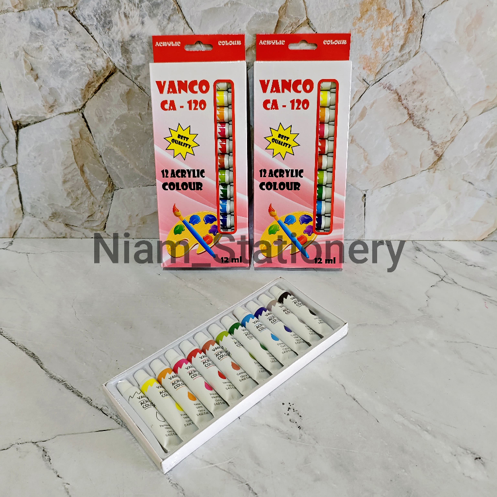 

Azka SATU SET ( 12 WARNA ) Cat Akrilik / Cat Acrylic Merk Vanco