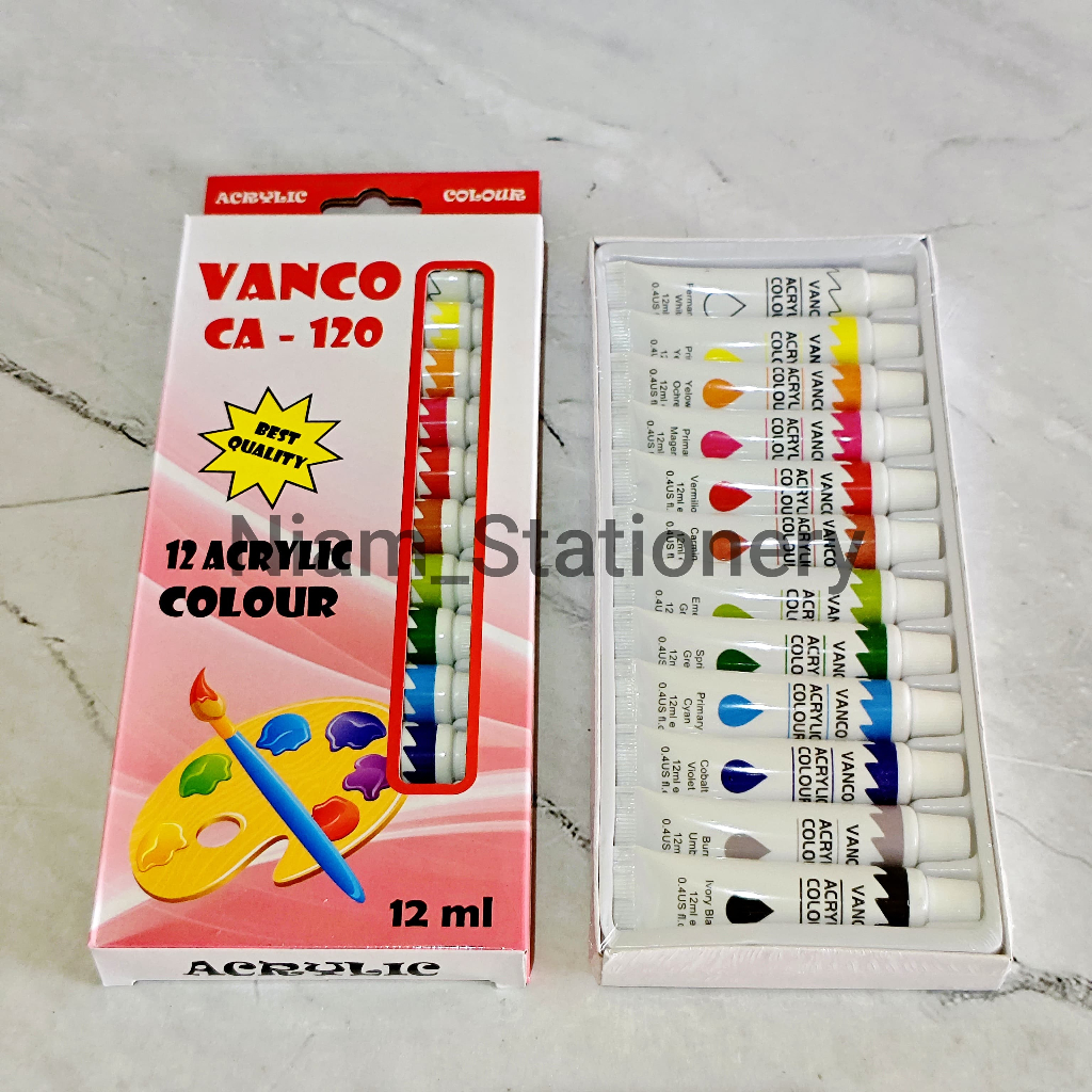 

Azka_Niam SATU SET ( 12 WARNA ) Cat Akrilik / Cat Acrylic Vanco