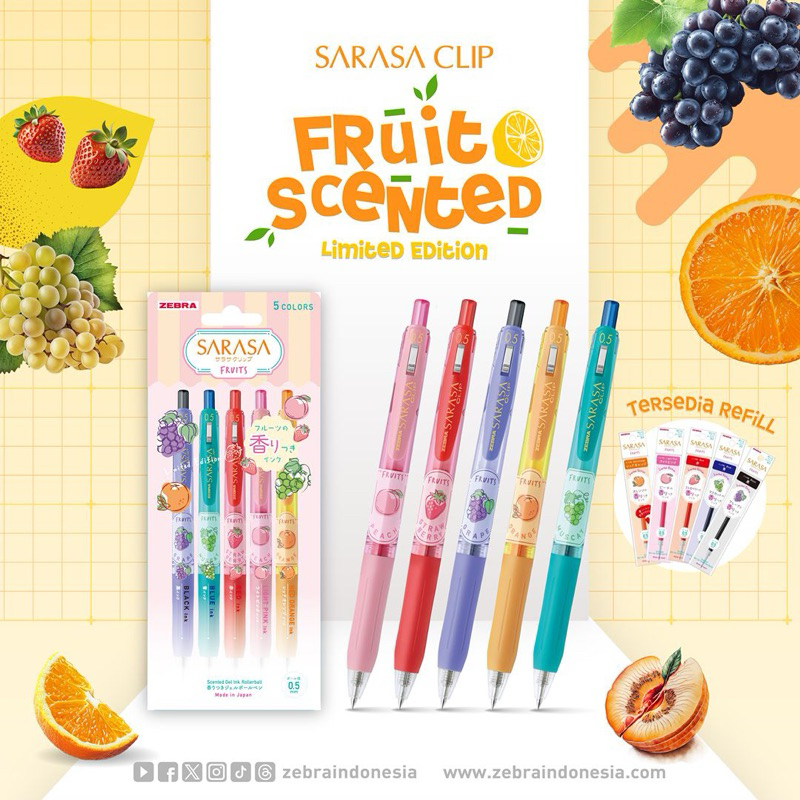 

Zebra Pulpen Gel Sarasa 0.5mm Limited Edition FRUIT SCENTED Series Bolpen Pen