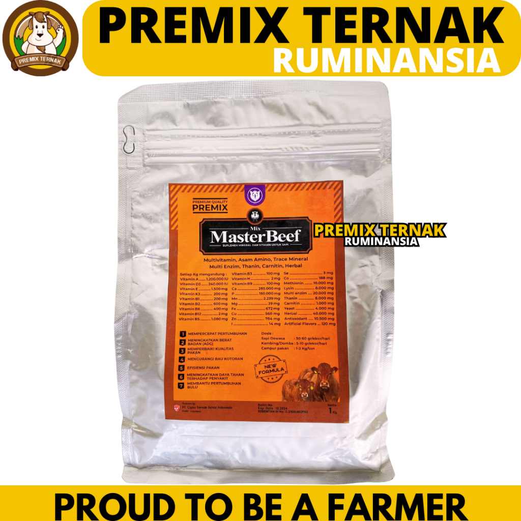 PREMIX MASTER BEEF 1 KG - Premix Pemacu Pertumbuhan & Penggemukan Sapi - Penggemuk Sapi
