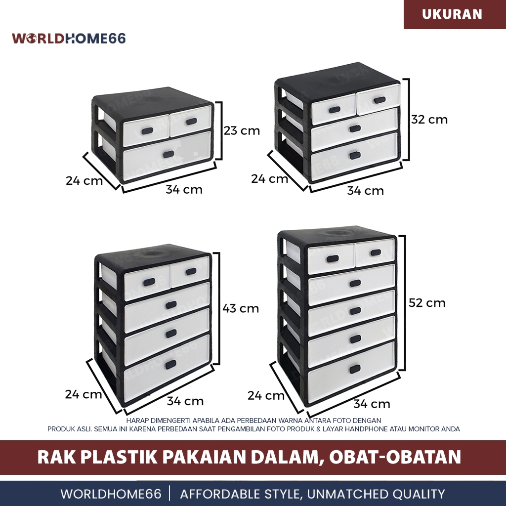 irgi Worldhome Lemari Plastik Penyimpanan Kaos Kaki Celana Dalam Rak Obat Plastik Rak Mini