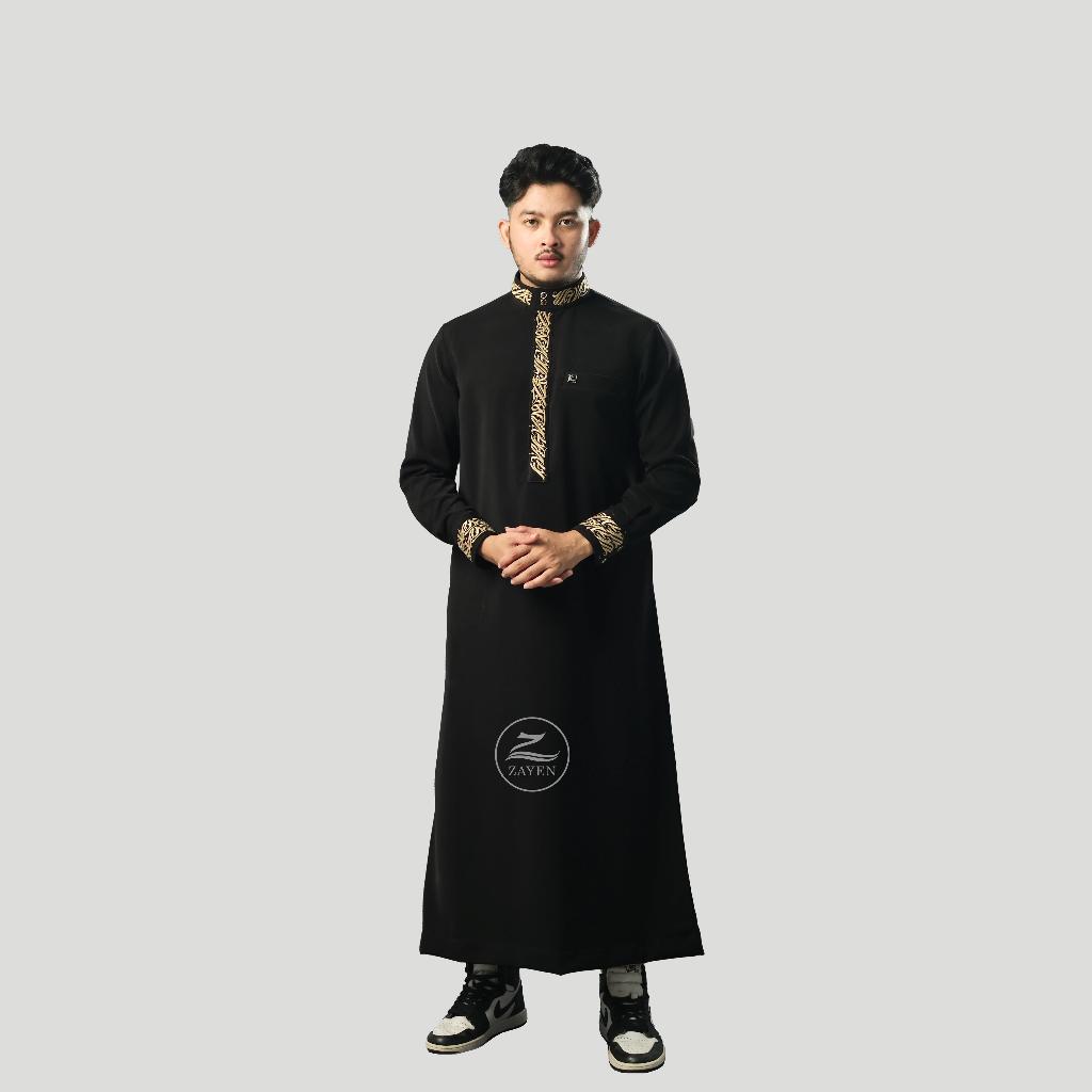 BESTPROMO Jubah Slimfit pria Gamis Pria bordir Slimfit jubah zayen hitam jubah pria muslim jubba
