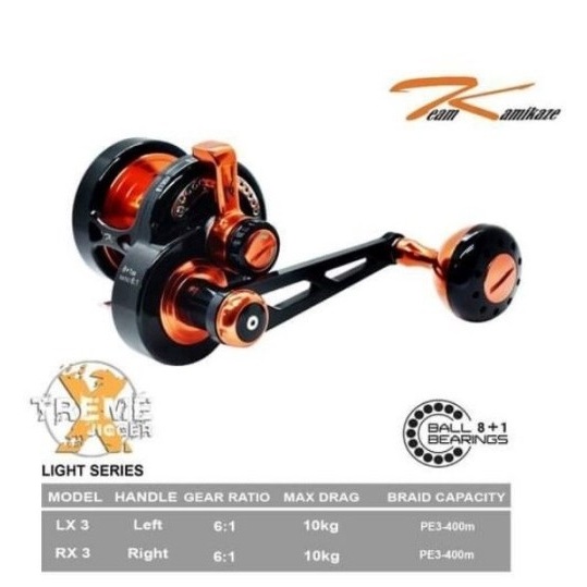 Team Kamikaze Fishing Reel Xtreme Jigger Light Series LX3 - RX3