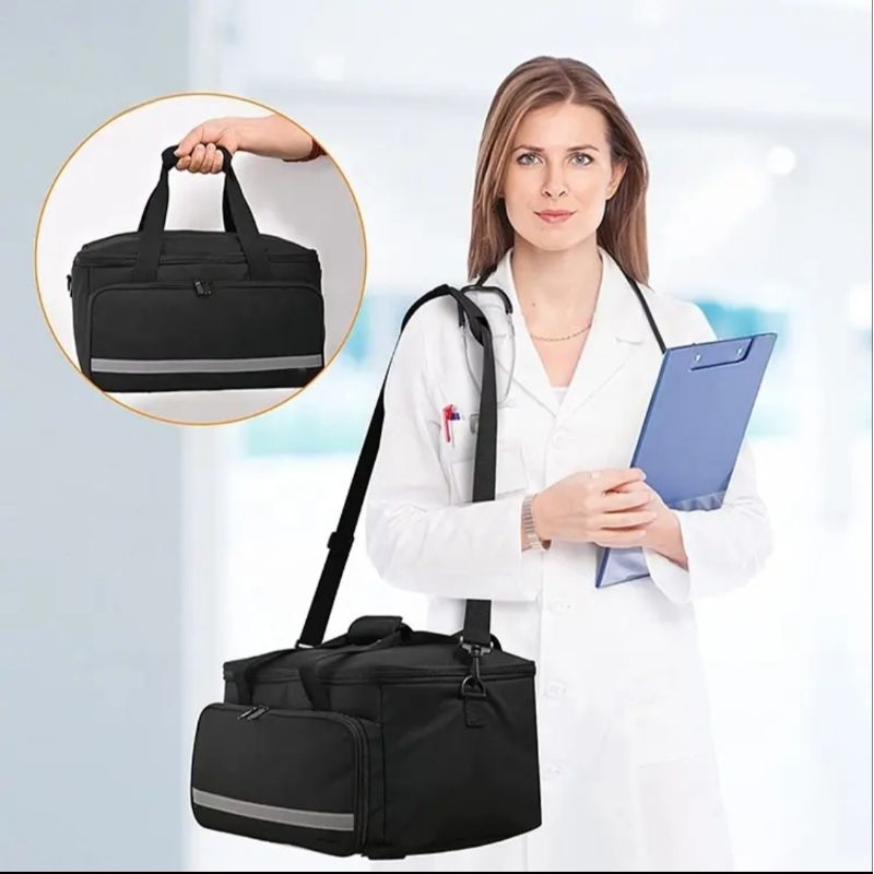 Tas Perawat Kesehatan Tas Medis Penyimpanan Pertolongan Pertama Tas P3k Hitam