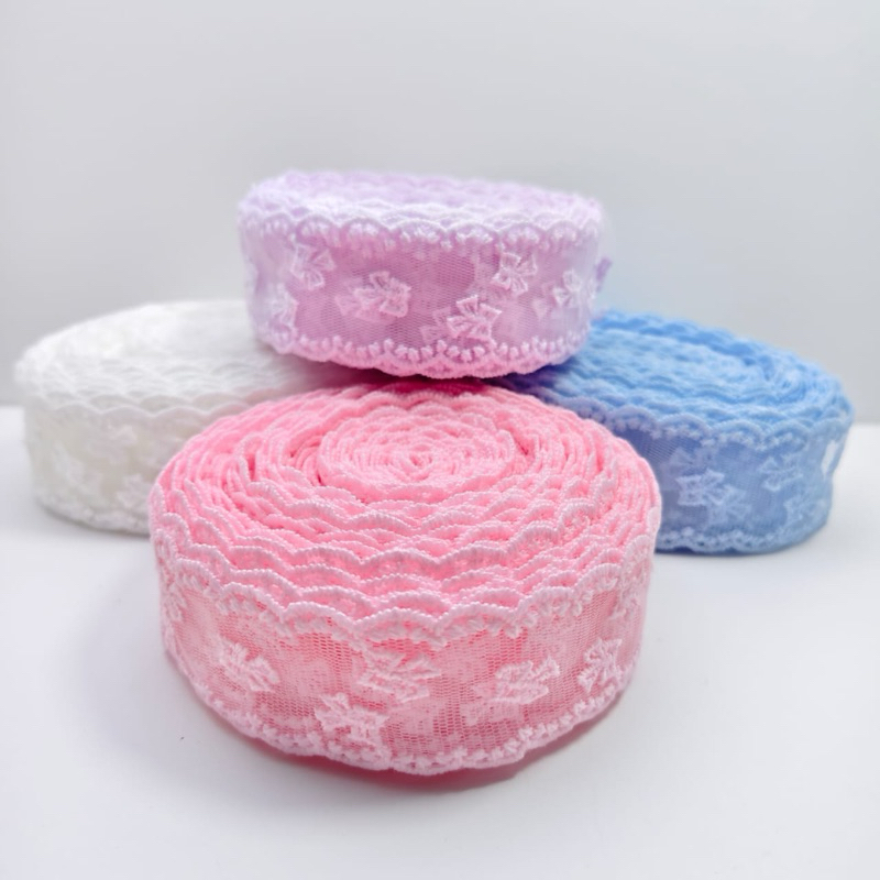 

eadsBaby88 Pita Renda Bordir Motif Pita Premium Quality (1 yard 90cm ) size 4cm bahan best quality super lembut cocok untuk dibuat jepit rambut anak, acc fashion, aplikasi baju rok kebaya hampers dan kerajinan tangan lain