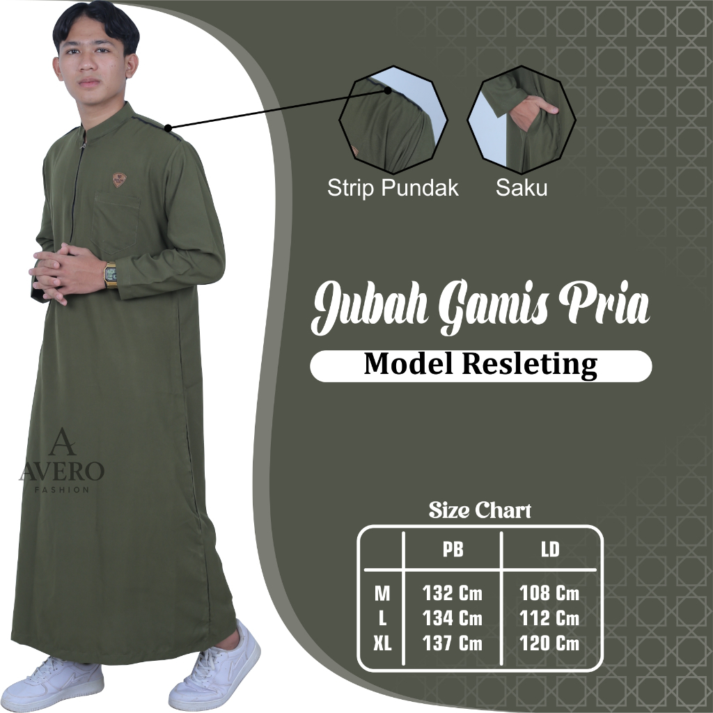 Jubah Gamis Pria Terbaru 2025 – Model Simple Polos Resleting Depan