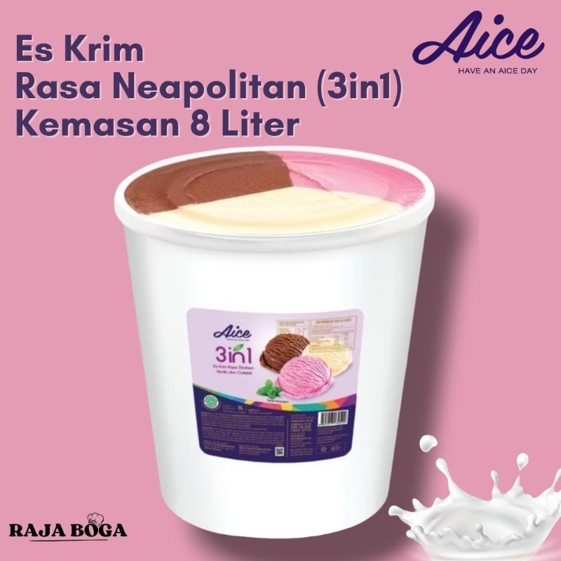 

Ice Cream Aice Neapolitan 8 Liter / Es Krim Neapolitan Aice 8 Liter