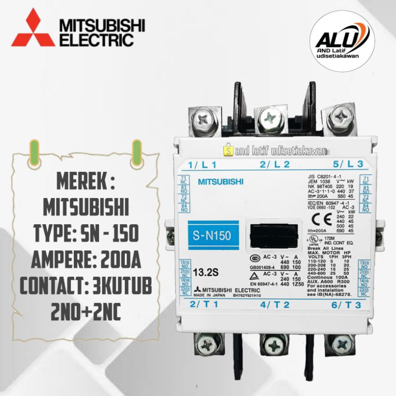 KONTAKTOR MITSUBISHI SN 150 200A /KOIL 220V