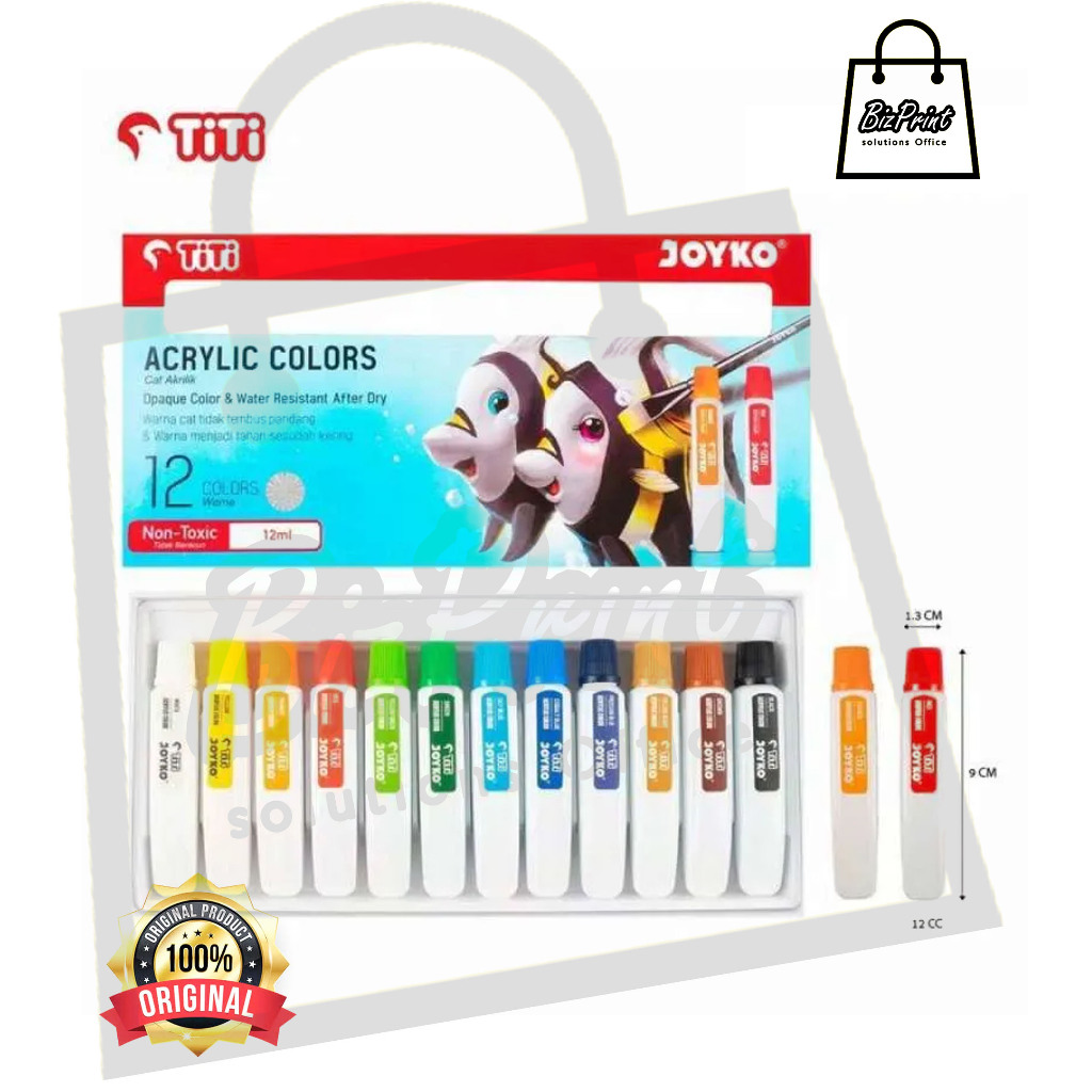 

Titi Joyko Water color 12 colors / cat air Titi Joyko 12 warna 100% ORIGINAL PRODUK