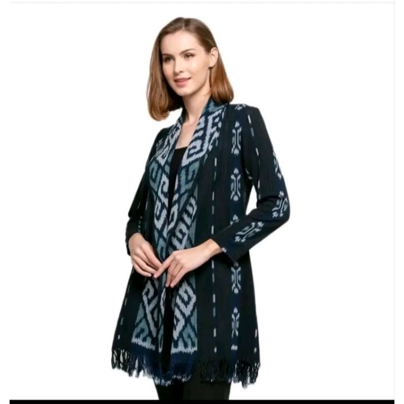 Dress tunik casual Tenun Green - Blazer atasan wanita