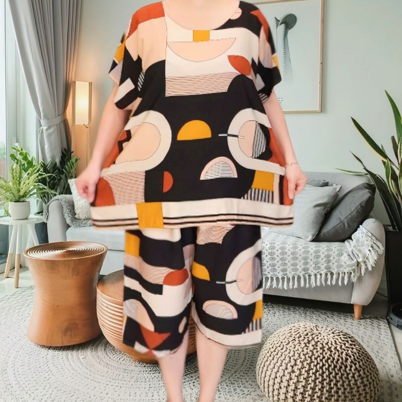 KLO Setelan Baby Doll Jumbo Setelan Jumbo Wanita One Set Wanita One Set Rayon Jumbo Wanita Setelan