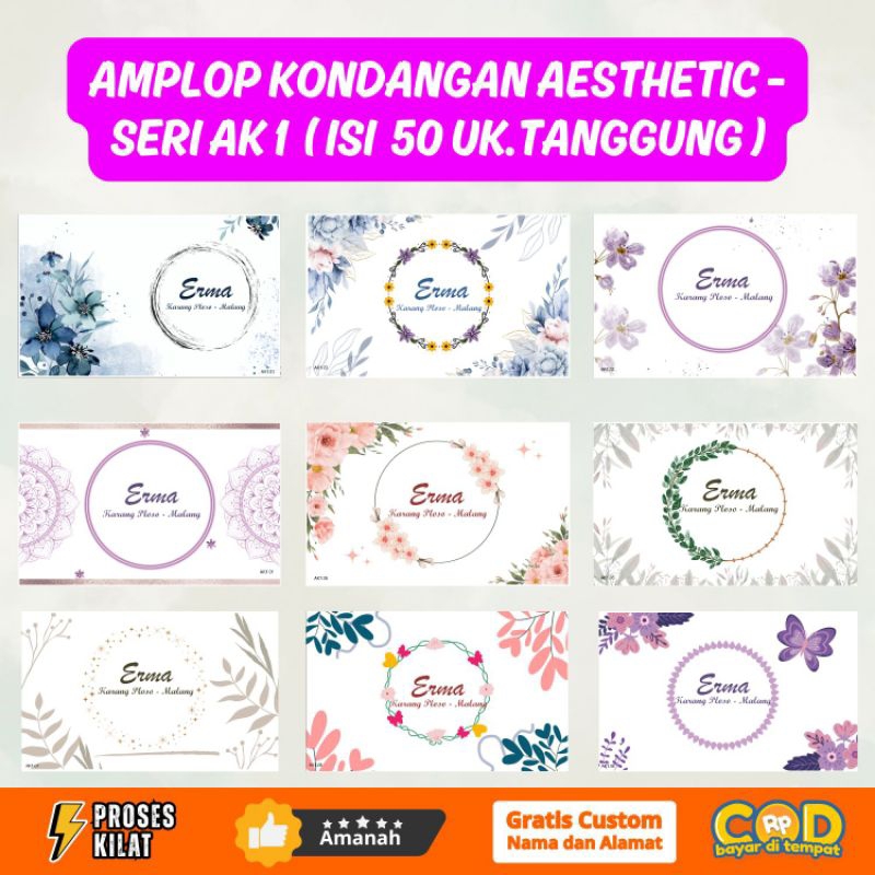 

*Amplop Kondangan Murah Custom Seri AK 1 isi 50 pcs Ukuran Tanggung | Gratis Custom Nama & Alamat | Amplop Buwuhan Murah | Amplop Motif Murah | Amplop Aesthetic Murah | Amplop Tanggung Motif Berperekat | Proses Sehari Jadi