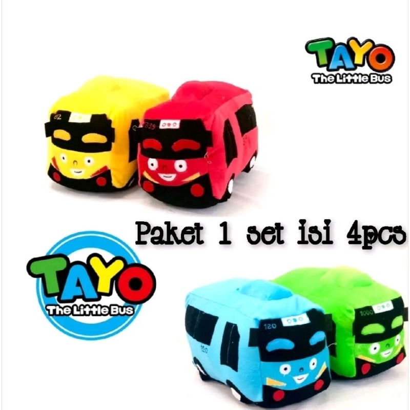 boneka tayo satu set dapat 4 / bonela littel tayo / bis kecil tayo mainan anak anak gemas