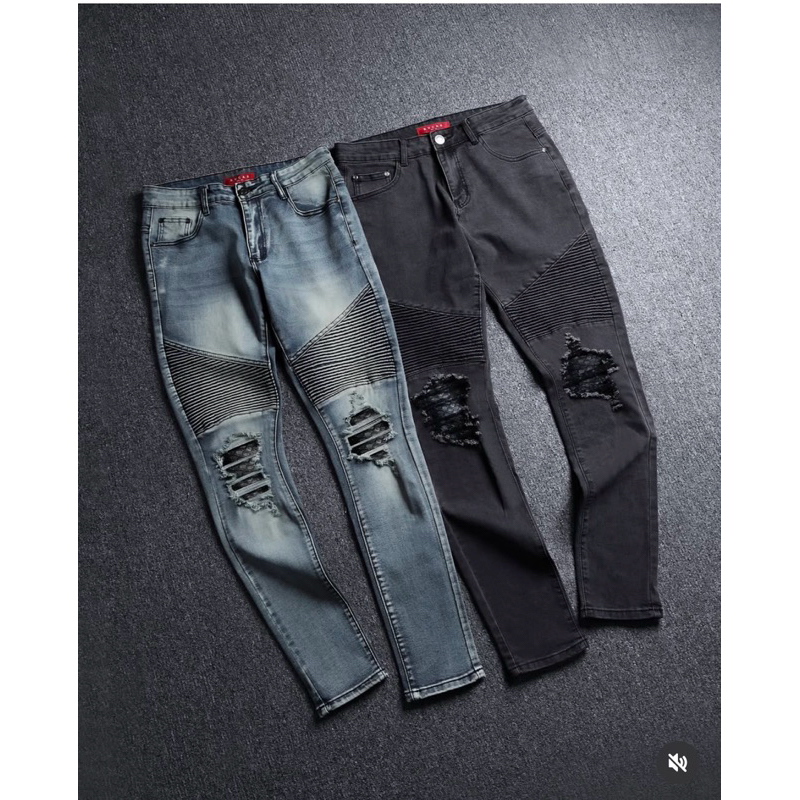 original celana RUCAS classic biker python jeans grey