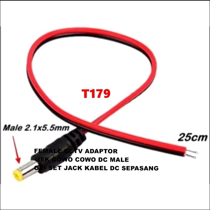 T179 COD ORI SET JACK KABEL DC SEPASANG JEK COWO COWO DC MALE FEMALE CCTV ADAPTOR ADAPTER ODM