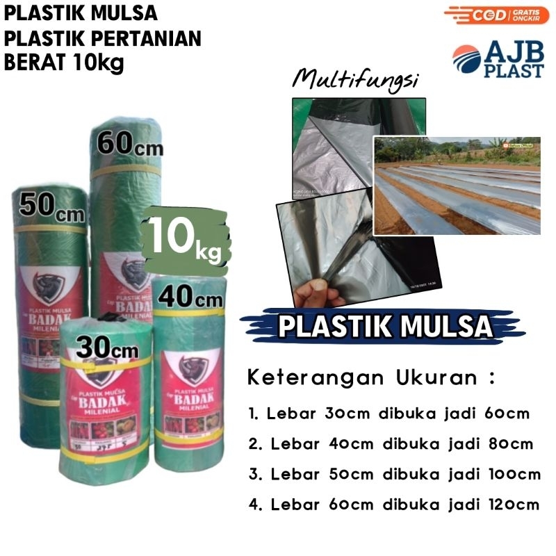 Plastik mulsa hitam perak berat 10kg plastik pertanian