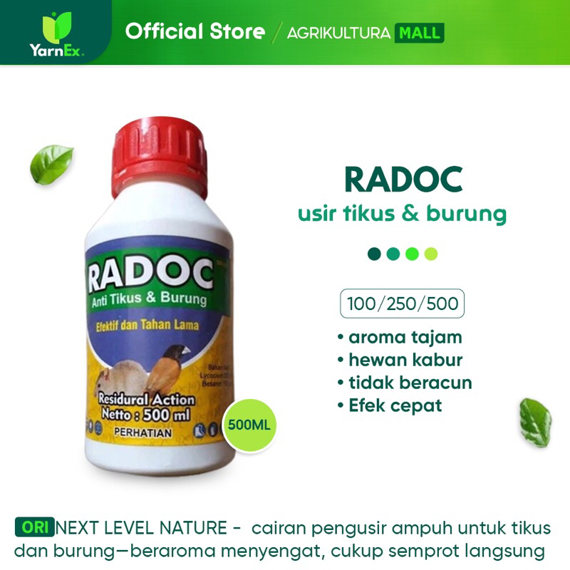 Radoc 500ml - Rodentisida Cair Pengusir Tikus & Burung untuk Pertanian Skala Besar