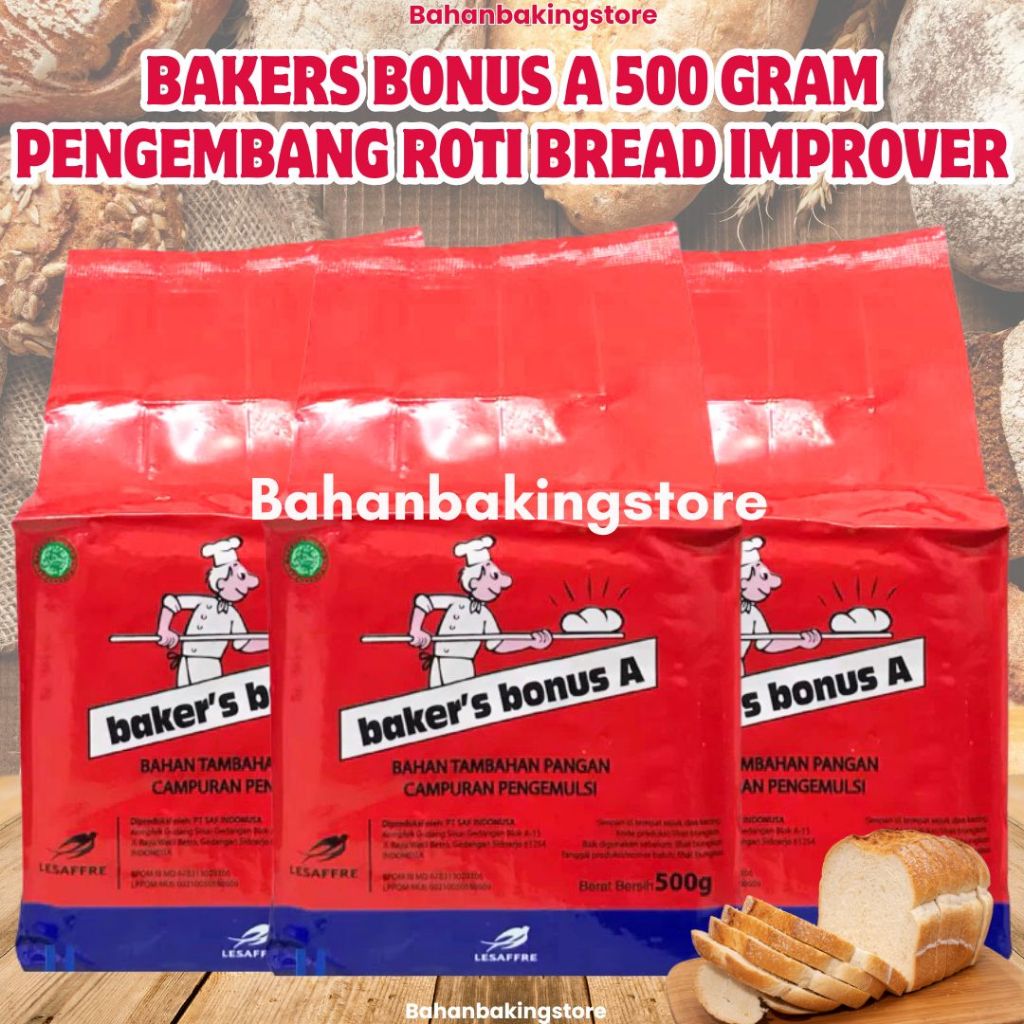 

BAKERS BONUS A 500 GRAM | RAGI INSTANT KERING PENGEMBANG ROTI BREAD IMPROVER PER 500GRAM ROTI LEBIH EMPUK, LEMBUT & MENGEMBANG