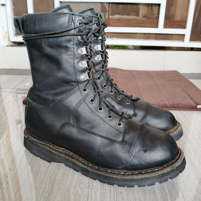 ARGUEYROLLES French Vintage Military Combat High Boots Biker Motor Full Black Leather Gore-Tex Water