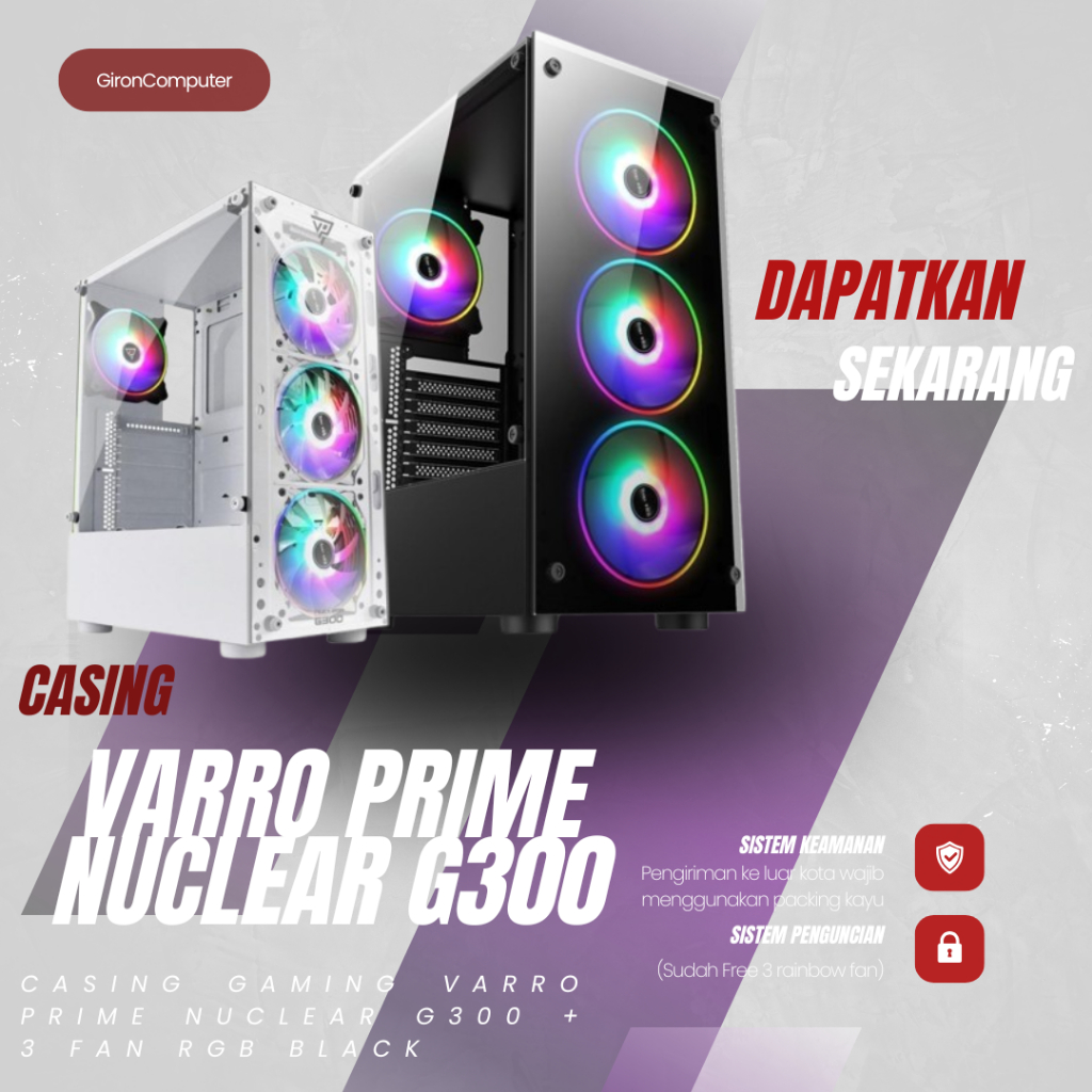 CASING GAMING VARRO PRIME NUCLEAR G300 + 3 FAN RGB