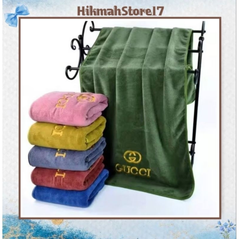H17 | Handuk Jumbo Ukuran 70x140cm Microfiber Tebal Bordir Gucci Ghanna