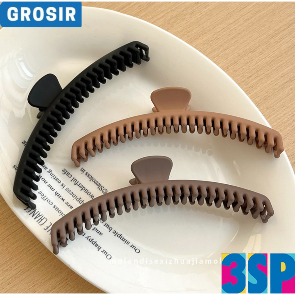 3SP | AC389 Jepitan Rambut Warna Matte Ukuran Besar Wanita Jepitan Rambut Plastik Besar Perempuan