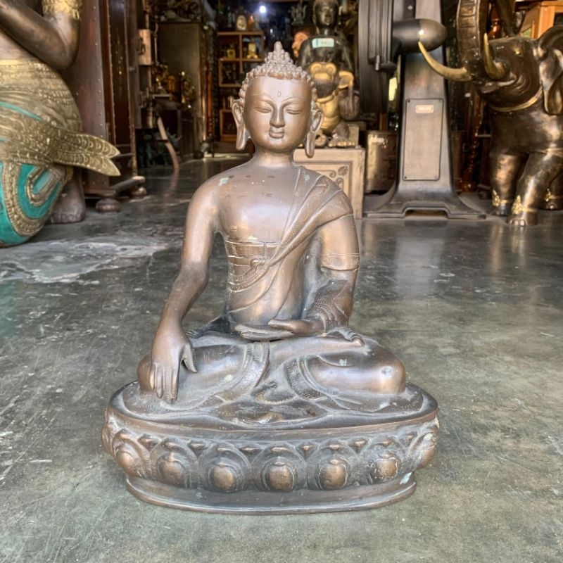 Patung Perunggu Budha Bhumipharsa Mudra Lawas Jadul Tua