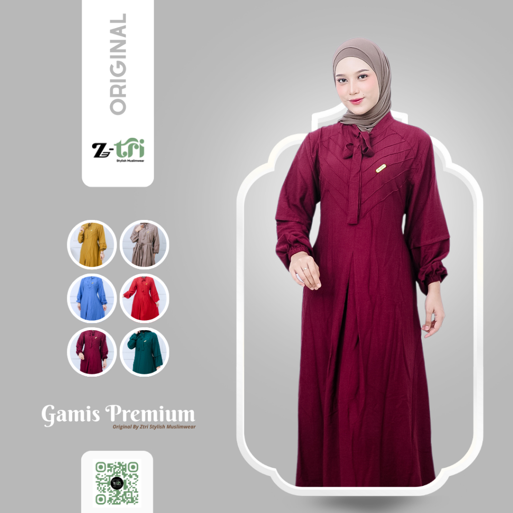 Gamis Midi Terbaru Wanita Muslimah - Dress Linen Casual Elegan Baju Hijab Kekinian