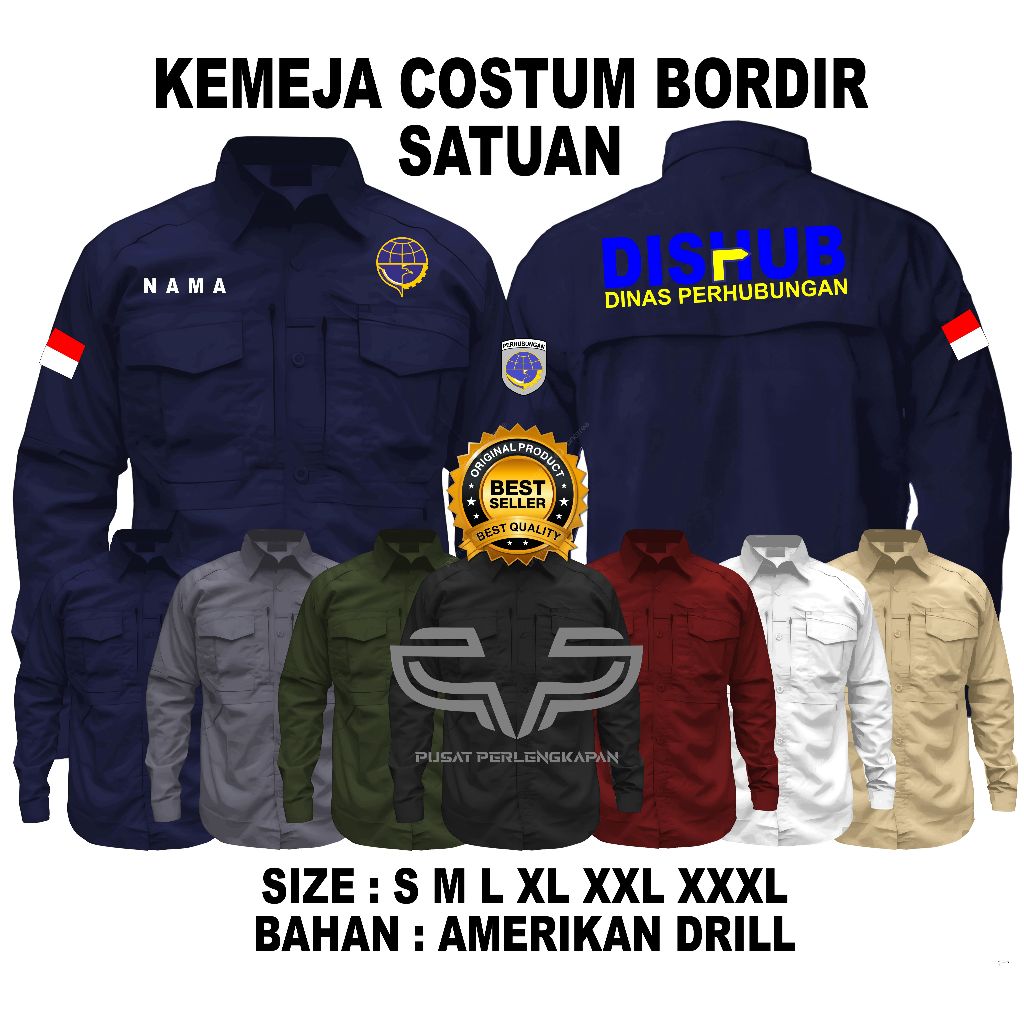 Kemeja Tactical M-TAC DISHUB ( DINAS PERHUBUNGAN ) / Kemeja Tactical Outdoor / Kemeja Lapangan / Kem