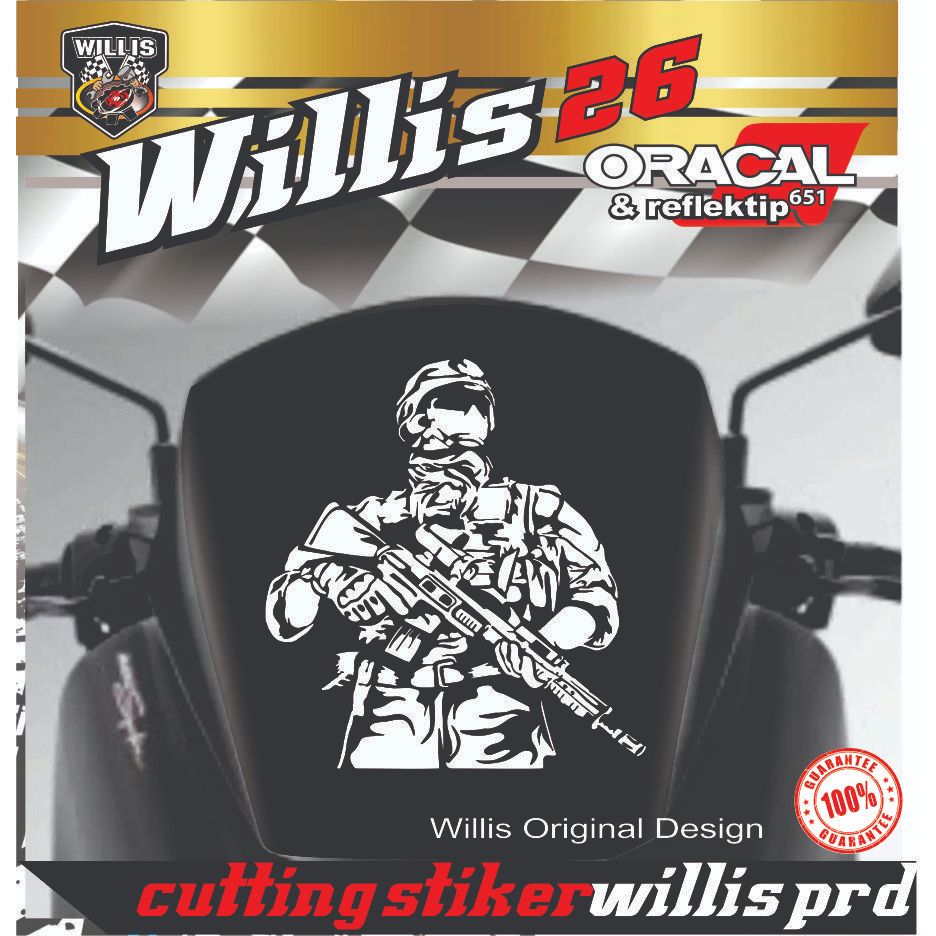 STICKER CUTTING TENTARA ARMY STIKER WINDSHIELD MOTOR NMX PCX DLL