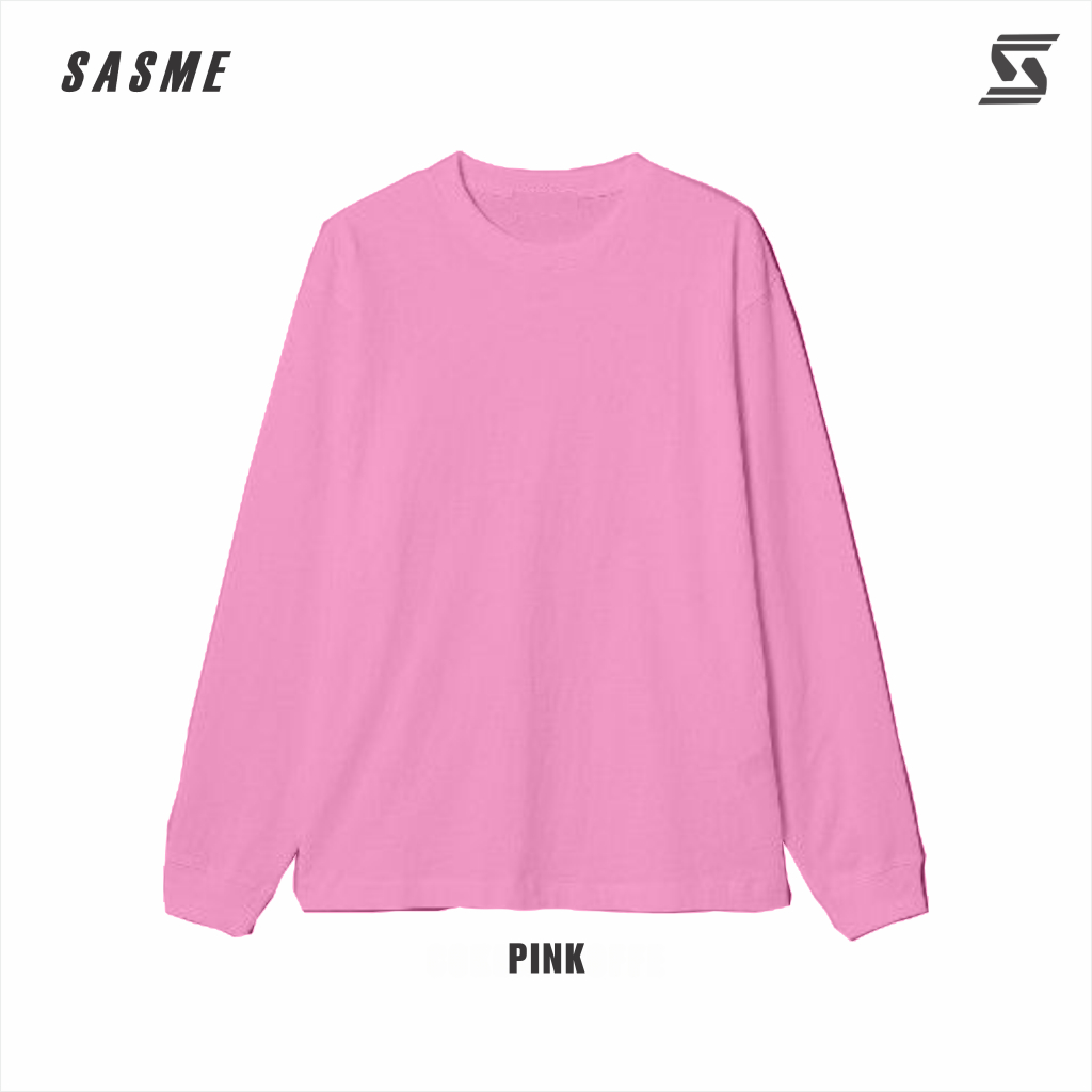 SASME Kaos Polos Pink | Kaos Polos Lengan Panjang Rib Cotton Combed 24s