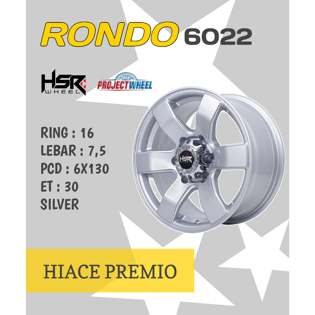 VELG HIACE PREMIO INEOS R16 PCD 6X130 SILVER HSR RONDO RING 16